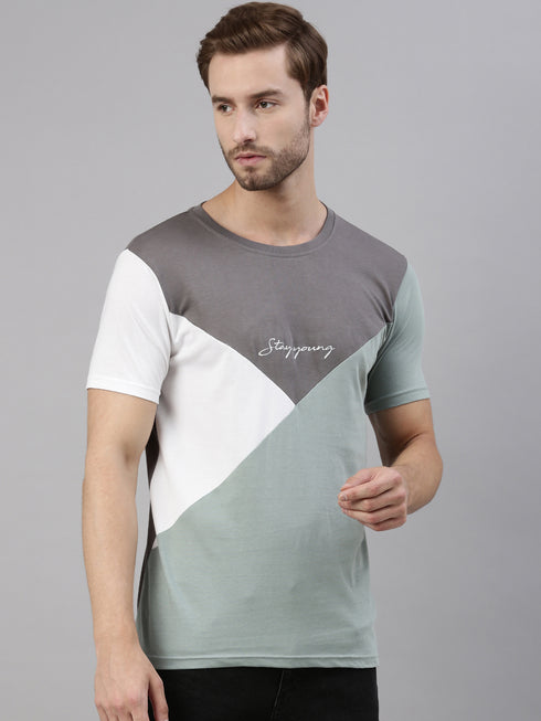 Multicolour Colourblocked Crew Neck Tshirt